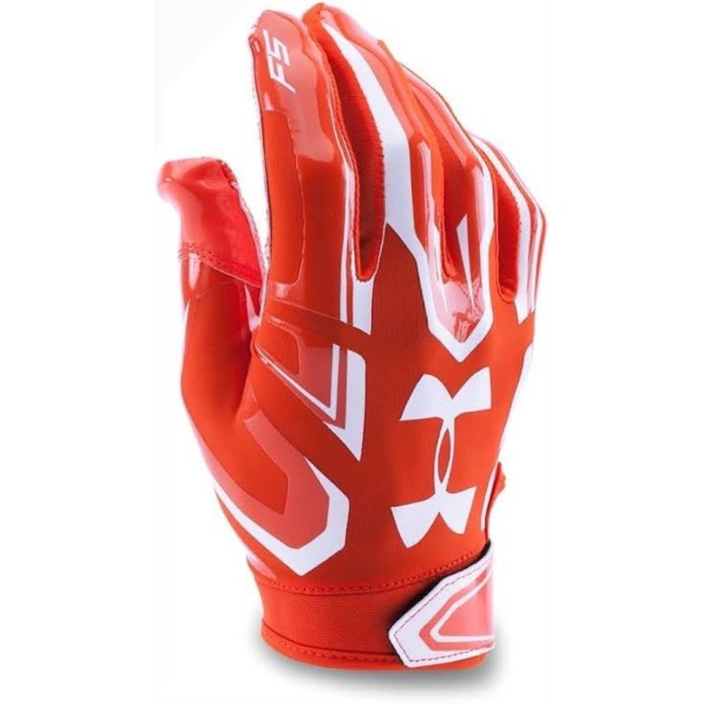 Under‎ Armour F5 Mens Football Receiver Gloves Orange White XL NEW